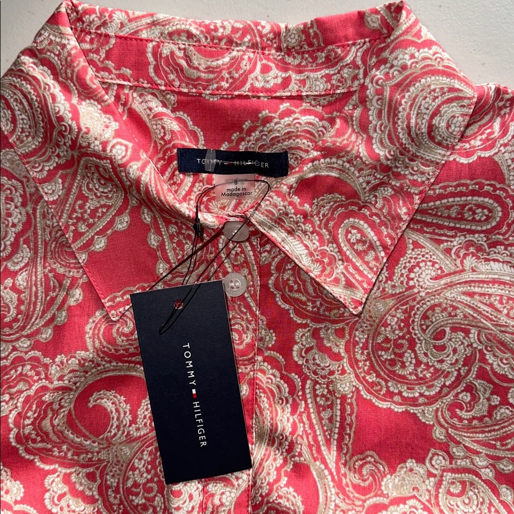 NWT Tommy Hilfiger Red Paisley Midi Dress Size 8. - Picture 12 of 16